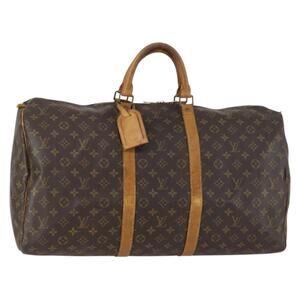 LOUIS VUITTON Monogram Keepall 55 Boston Bag M41424 LV Auth 160147